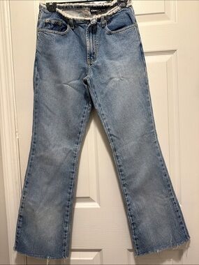 Express Light Blue High-Rise Flare Jeans